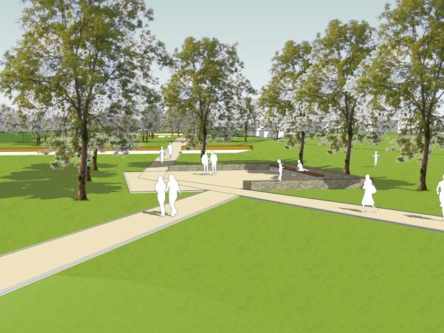Wettbewerb Nordpark Pulheim, Perspektive Platz im Park