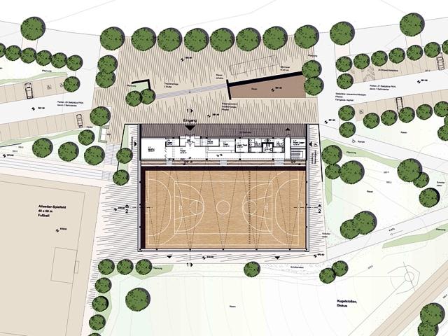 Wettbewerb Sporthalle Sigmaringendorf, Wettbewerbsentwurf  Detail