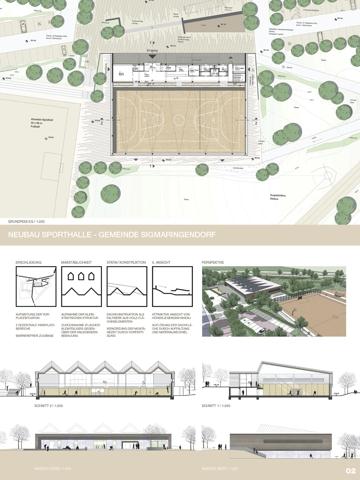 Wettbewerb Sporthalle Sigmaringendorf, Wettbewerbsentwurf Blatt 2