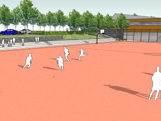 Wettbewerb Sporthalle Sigmaringendorf, Perspektive  Kleinspielfeld